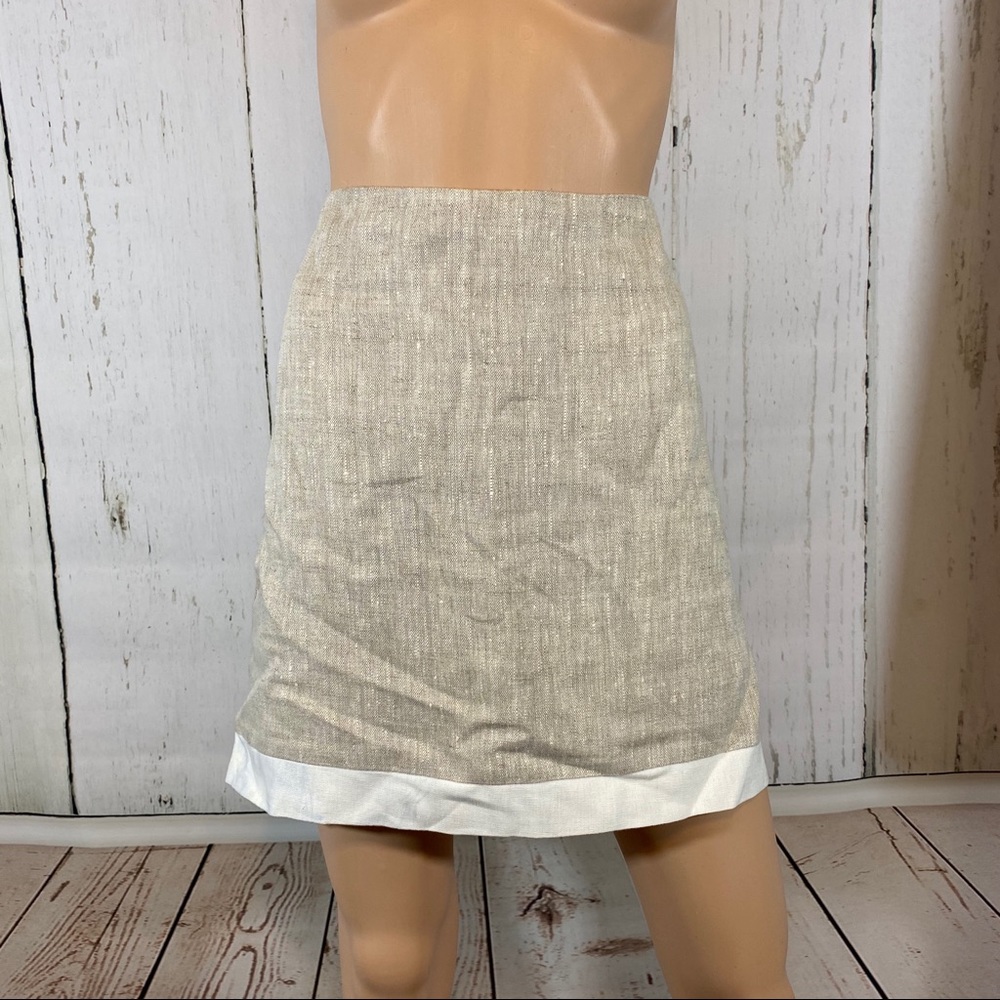 Molly B. 2 Tone Skirt Linen Size 8 Metal Bit zipper Back Lined Tweed